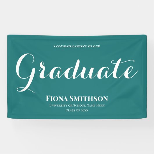 Afstuderen Eenvoudige Elegante Groene Openlucht Spandoek (Horizontaal)