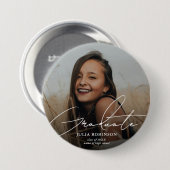 Afstuderen eenvoudige elegante script klassieke fo ronde button 7,6 cm (Voorkant /achterkant)