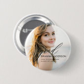 Afstuderen eenvoudige moderne script minimalistisc ronde button 5,7 cm (Voorkant /achterkant)