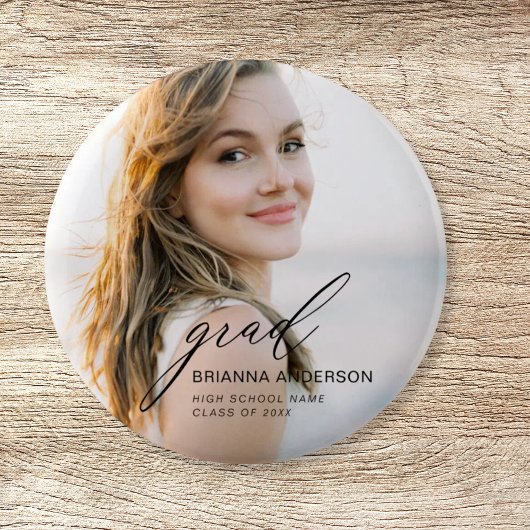 Afstuderen eenvoudige moderne script minimalistisc ronde button 5,7 cm