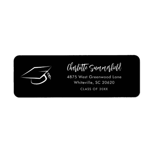 Afstuderen Elegant Afstudeerder Pet Script Retoura Etiket (Voorkant)