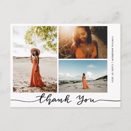 Afstuderen Elegant Bedankt Script Afstudeerder Fot Briefkaart (Voorkant)