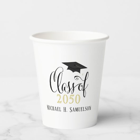 Afstuderen Elegant Classic Mortarboard Script Papieren Bekers (Voorkant)