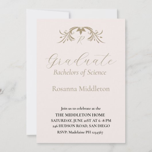 Afstuderen Elegant Crest Eenvoudig Blauw Celebrati Kaart (Achterkant)