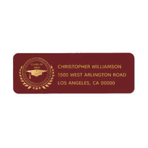 Afstuderen Elegant Gold Red Class of Emblem Etiket