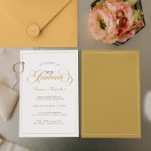 Afstuderen Elegant Goud Wit Grijs Script Typografi Kaart