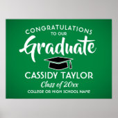 Afstuderen Elegant Groen & Wit Afstuderen Poster (Voorkant)