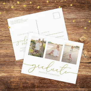 Afstuderen Elegant minimalist drie foto's eenvoudi Briefkaart