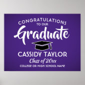 Afstuderen Elegant Paarse witte Afstuderen Poster (Voorkant)