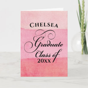 Afstuderen Elegant Pink Waterverf Typografie Kaart