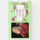 Afstuderen, Elegant roze bloemig, foto, op maat Spandoek (Verticaal)