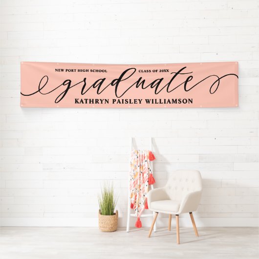 Afstuderen Elegant Script Afstuderen Celebration Spandoek (Insitu)