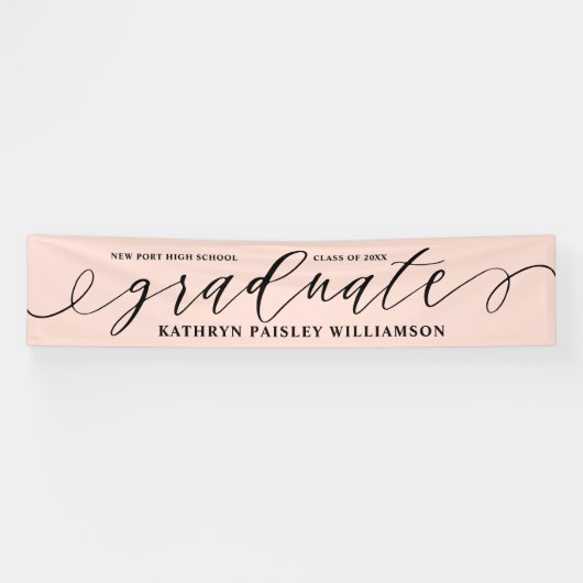 Afstuderen Elegant Script Afstuderen Celebration Spandoek (Horizontaal)