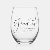 Afstuderen Elegant Script Afstuderen Wijnglas Zonder Voet (Voorkant)