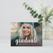 Afstuderen Elegant Script Calligraphy Photo Aankondigingskaart (Staand voorkant)