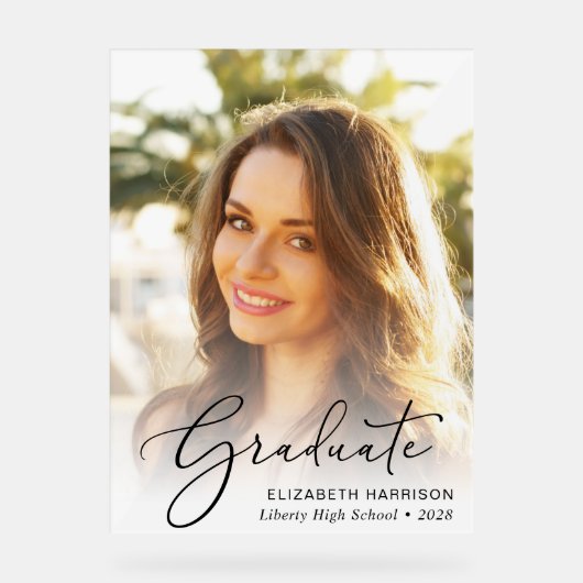 Afstuderen Elegant Script-foto Acryl Bord (Voorkant)