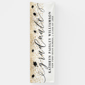 Afstuderen Elegant Script Gold Confetti Afstuderen Spandoek (Verticaal)