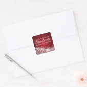 Afstuderen Elegant Sparkling Wave Rood Vierkante Sticker (Envelop)