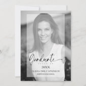 Afstuderen Elegant Vellum Effect Black & White Fot Kaart (Voorkant)