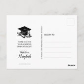 Afstuderen Elegant White Script Photo Briefkaart (Achterkant)