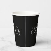 Afstuderen Elegant Wit Zwart Script Typografie Papieren Bekers (Rechts)