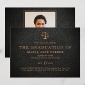 Afstuderen elegant zwarte goudfoto kaart (Voorkant / Achterkant)