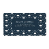 Afstuderen elegante moderne marineblauwhelmen etiket (Voorkant)