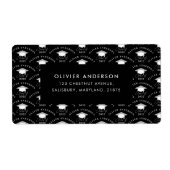 Afstuderen elegante moderne zwarte witte klasse va etiket (Voorkant)