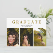 Afstuderen elegante typografie drie foto's kaart (Staand voorkant)
