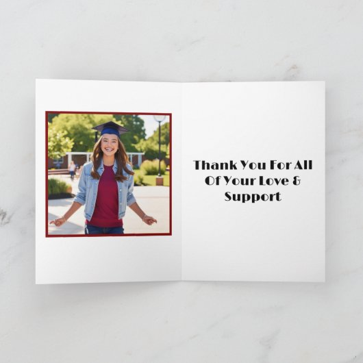 Afstuderen (Evergreen/Vrouw) Bedankkaart (Binnen)