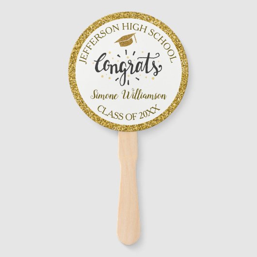 Afstuderen Fan Chic Gold aangepaste Afstuderen fot Handwaaier (Voorkant)