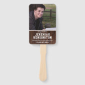 Afstuderen Fan Rustic Wood Mannelijke Foto Handwaaier (Voorkant)