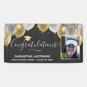 Afstuderen Fancy Glitter-ballonnen Fotobanner Spandoek