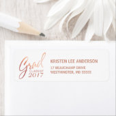 Afstuderen Faux Blush Roos Elegant Handschrift Etiket (Insitu)