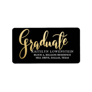 Afstuderen Faux Gold Foil Handgeschreven Script Bl Etiket