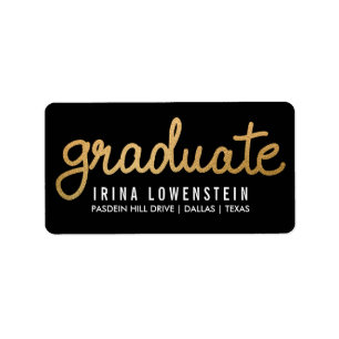 Afstuderen Faux Gold Foil Typografie Black Etiket