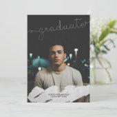 Afstuderen Faux Silver Moderne Persoonlijk Aankondiging (Staand voorkant)