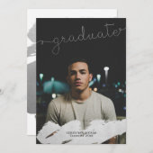 Afstuderen Faux Silver Moderne Persoonlijk Aankondiging (Voorkant / Achterkant)