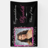 Afstuderen, Faux Sparkling Glitter, Roze/CUSTOM Spandoek (Verticaal)
