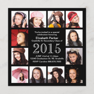 Afstuderen feestvieren met 12 foto's kaart