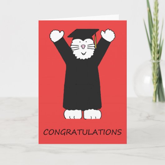 Afstuderen Felicitaties Cartoon Cat Kaart (Voorkant)