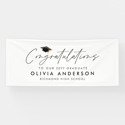 Afstuderen feliciteert eenvoudig modern script spandoek (Horizontaal)