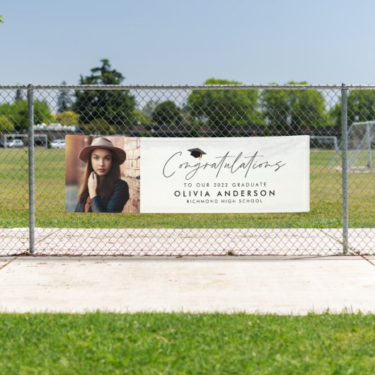 Afstuderen feliciteert eenvoudige moderne foto spandoek (Insitu)