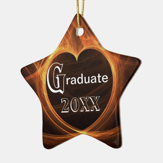 Afstuderen Flaming Oranje Heart Design Keepomwille Keramisch Ornament (Links)