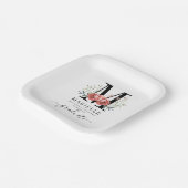 Afstuderen Floral Monogram Logo Papieren Bordje (Gebogen)