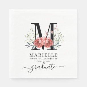 Afstuderen Floral Monogram Logo Servet