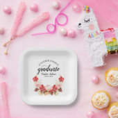 Afstuderen Floral roze Roses Papieren Bordje (Feest)