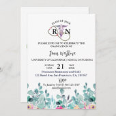 Afstuderen Floral Spring Invitation Feestdagenkaart (Voorkant / Achterkant)