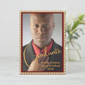 Afstuderen Foto Aankondiging Maroon en Goud (Staand voorkant)