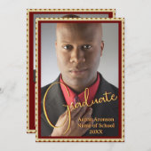 Afstuderen Foto Aankondiging Maroon en Goud (Voorkant / Achterkant)